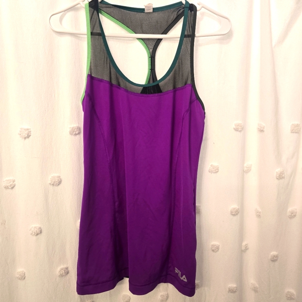 Fila Purple and Green Athletic Tank Size Medium